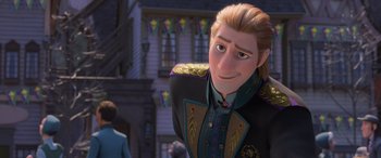 Movie still from “Frozen II” (2019), directed by Jennifer Lee – A person wearing a uniform; Medium shot, Over the shoulder angle