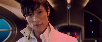 Movie still from “G.I. Joe: The Rise of Cobra” (2009), directed by Stephen Sommers – A person wearing a white shirt; Close Up shot, Low angle