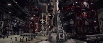 Movie still from “G.I. Joe: The Rise of Cobra” (2009), directed by Stephen Sommers – A room filled with lots and lots and lots of rockets; Extreme Wide shot, High angle