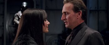 Movie still from “G.I. Joe: The Rise of Cobra” (2009), directed by Stephen Sommers – A man and a woman looking at each other in a room; Close Up shot, Over the shoulder angle