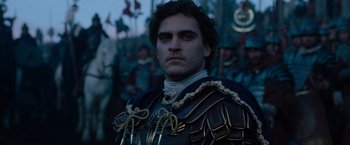 Movie still from “Gladiator” (2000), directed by Ridley Scott – A person wearing a uniform; Close Up shot, Low angle