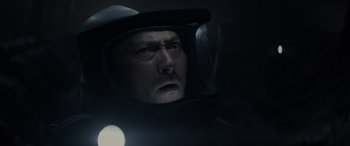 Movie still from “Godzilla” (2014), directed by Gareth Edwards – A person wearing a helmet; Close Up shot, Low angle
