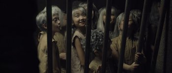 Movie still from “Guardians of the Galaxy Vol. 3” (2023), directed by James Gunn – A group of young children standing next to each other; Close Up shot, Overhead angle