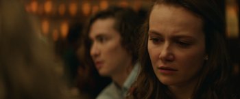 Movie still from “Halloween” (2018), directed by David Gordon Green – A person with their eyes wide open; Close Up shot, Over the shoulder angle