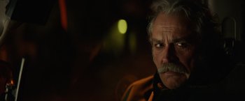 Movie still from “Halloween” (2018), directed by David Gordon Green – An old man with a mustache and a beard; Close Up shot, Low angle