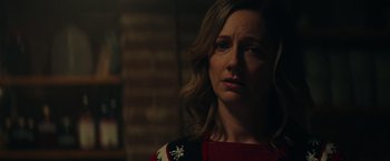 Movie still from “Halloween” (2018), directed by David Gordon Green – A person wearing a red shirt; Close Up shot, Over the shoulder angle