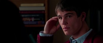 Movie still from “Halloween H20: 20 Years Later” (1998), directed by Steve Miner – A young man is looking into the distance; Close Up shot, Low angle