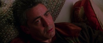 Movie still from “Halloween H20: 20 Years Later” (1998), directed by Steve Miner – A person looking at the camera; Close Up shot, High angle