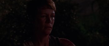 Movie still from “Halloween H20: 20 Years Later” (1998), directed by Steve Miner – A person looking at the camera; Close Up shot, Low angle