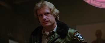 Movie still from “Halloween II” (1981), directed by Rick Rosenthal – A person wearing a jacket; Close Up shot, Low angle