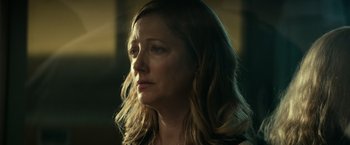 Movie still from “Halloween Kills” (2021), directed by David Gordon Green – A person with long blonde hair; Close Up shot, Low angle