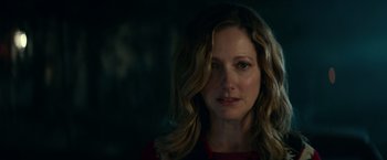 Movie still from “Halloween Kills” (2021), directed by David Gordon Green – A person with long hair; Close Up shot, Over the shoulder angle