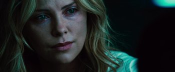 Movie still from “Hancock” (2008), directed by Peter Berg – A woman's eyes and face; Close Up shot, Low angle