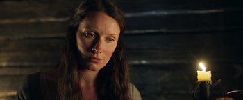 Movie still from “Hansel & Gretel: Witch Hunters” (2013), directed by Tommy Wirkola – A person with long brown hair; Close Up shot, Low angle