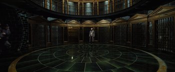 Movie still from “Harry Potter and the Deathly Hallows: Part 1” (2010), directed by David Yates – A man standing in the middle of a room; Extreme Wide shot, High angle