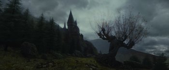 Movie still from “Harry Potter and the Prisoner of Azkaban” (2004), directed by Alfonso Cuarón – An image of a castle in the middle of the night; Extreme Wide shot, Low angle
