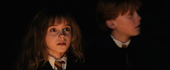 Movie still from “Harry Potter and the Sorcerer's Stone” (2001), directed by Chris Columbus – A girl and a boy are looking into the distance; Close Up shot, High angle