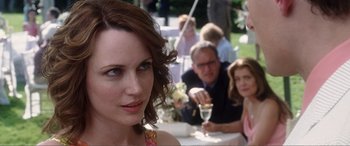 Movie still from “Hitch” (2005), directed by Andy Tennant – A person holding a glass of wine; Close Up shot, Over the shoulder angle