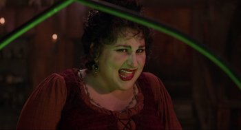 Movie still from “Hocus Pocus” (1993), directed by Kenny Ortega – A person wearing a red shirt; Close Up shot, Over the shoulder angle