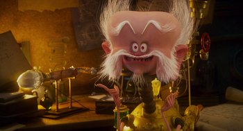 Movie still from “Hotel Transylvania 4: Transformania” (2022), directed by Jennifer Kluska – The head of a cartoon character; Close Up shot, Low angle