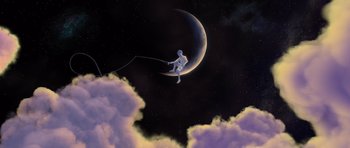 Movie still from “How to Train Your Dragon” (2010), directed by Chris Sanders – An image of a man that is flying through the air; Extreme Wide shot, Low angle