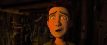 Movie still from “How to Train Your Dragon” (2010), directed by Chris Sanders – An animated boy looking up at the sky; Close Up shot, Over the shoulder angle