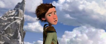 Movie still from “How to Train Your Dragon” (2010), directed by Chris Sanders – A cartoon character is looking to his left; Close Up shot, Low angle