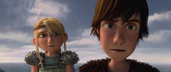 Movie still from “How to Train Your Dragon” (2010), directed by Chris Sanders – Two characters from how to train your dragon; Close Up shot, Low angle