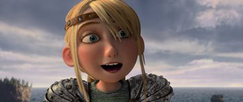 Movie still from “How to Train Your Dragon” (2010), directed by Chris Sanders – A cartoon character's face; Close Up shot, Low angle