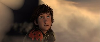 Movie still from “How to Train Your Dragon 2” (2014), directed by Dean DeBlois – A person with a dragon mask on; Close Up shot, High angle