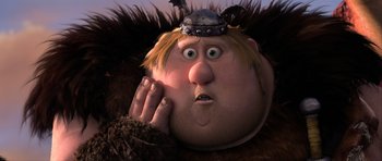 Movie still from “How to Train Your Dragon 2” (2014), directed by Dean DeBlois – An animated picture of a person wearing a helmet; Close Up shot, Low angle