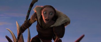 Movie still from “How to Train Your Dragon 2” (2014), directed by Dean DeBlois – An image of an animated character with an arrow in her hand; Medium shot, Low angle