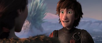 Movie still from “How to Train Your Dragon 2” (2014), directed by Dean DeBlois – A person's face in a scene from how to train your dragon; Close Up shot, Over the shoulder angle