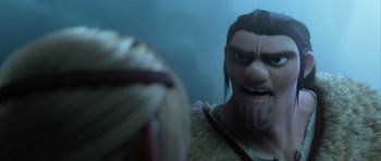 Movie still from “How to Train Your Dragon 2” (2014), directed by Dean DeBlois – An image of a man that is looking at another man; Close Up shot, Over the shoulder angle