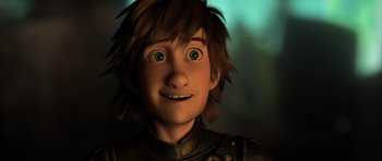 Movie still from “How to Train Your Dragon 2” (2014), directed by Dean DeBlois – A person with green eyes; Close Up shot, High angle