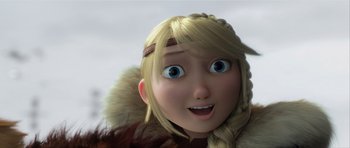 Movie still from “How to Train Your Dragon 2” (2014), directed by Dean DeBlois – The face of a cartoon character; Close Up shot, Low angle