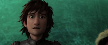 Movie still from “How to Train Your Dragon 2” (2014), directed by Dean DeBlois – A person with green eyes; Close Up shot, Low angle