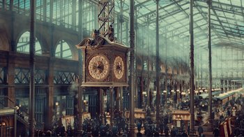 Movie still from “Hugo” (2011), directed by Martin Scorsese – Extreme Wide shot, Low angle