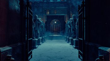 Movie still from “Hugo” (2011), directed by Martin Scorsese – Extreme Wide shot, High angle