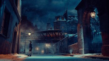 Movie still from “Hugo” (2011), directed by Martin Scorsese – Extreme Wide shot, Low angle