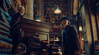 Movie still from “Hugo” (2011), directed by Martin Scorsese – Medium shot, Low angle