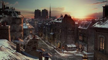 Movie still from “Hugo” (2011), directed by Martin Scorsese – Extreme Wide shot, High angle