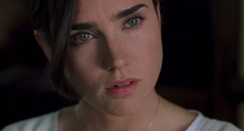 Movie still from “Hulk” (2003), directed by Ang Lee – A person with green eyes; Close Up shot, Over the shoulder angle