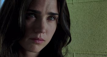 Movie still from “Hulk” (2003), directed by Ang Lee – A person with green eyes; Close Up shot, Over the shoulder angle