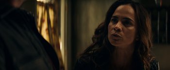 Movie still from “Hypnotic” (2023), directed by Robert Rodriguez – A person with long hair; Close Up shot, Over the shoulder angle