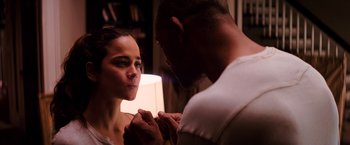 Movie still from “I Am Legend” (2007), directed by Francis Lawrence – A man and a woman looking into each others eyes; Close Up shot, Over the shoulder angle