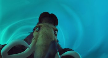 Movie still from “Ice Age” (2002), directed by Chris Wedge – An animal with long tentacles is looking at the camera; Extreme Close Up shot, Low angle