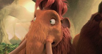 Movie still from “Ice Age: Dawn of the Dinosaurs” (2009), directed by Michael Thurmeier – The head of an animated character; Close Up shot, Low angle