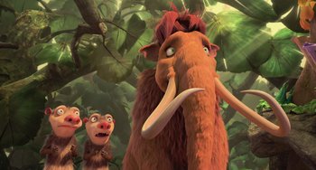 Movie still from “Ice Age: Dawn of the Dinosaurs” (2009), directed by Michael Thurmeier – An image of an ice age movie scene; Medium shot, Low angle