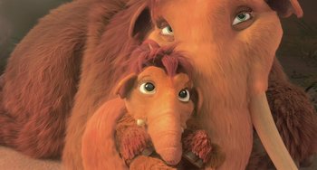 Movie still from “Ice Age: Dawn of the Dinosaurs” (2009), directed by Michael Thurmeier – An image of an animated character and a stuffed animal; Close Up shot, High angle